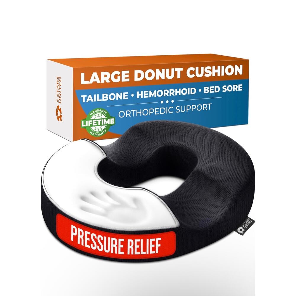 Open box new 5 STARS UNITED Donut Pillow Hemorrhoid Tailbone Cushion – Large